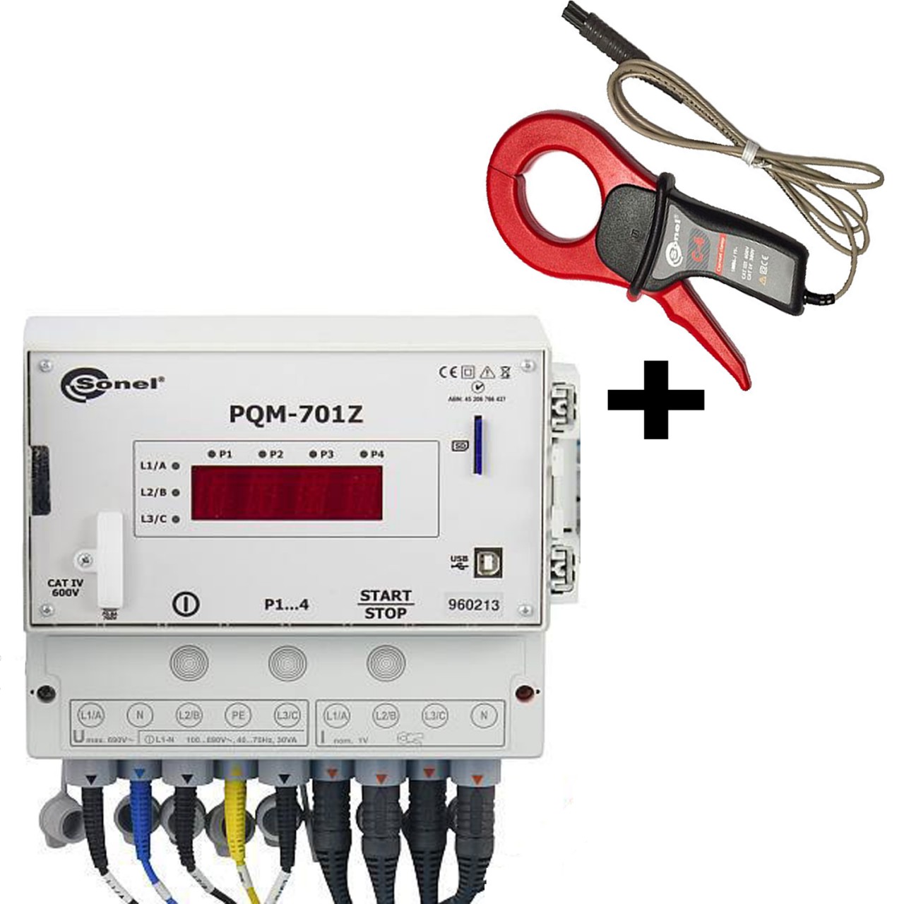 PQM-701Z Анализатор электроэнергии с клещами С4 измерение до 1200А, Ø 52мм