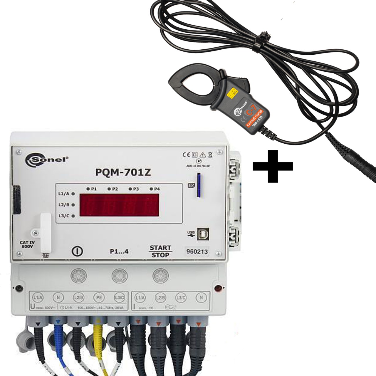PQM-701Z Анализатор электроэнергии с клещами С7 измерение до 100А, Ø 24мм