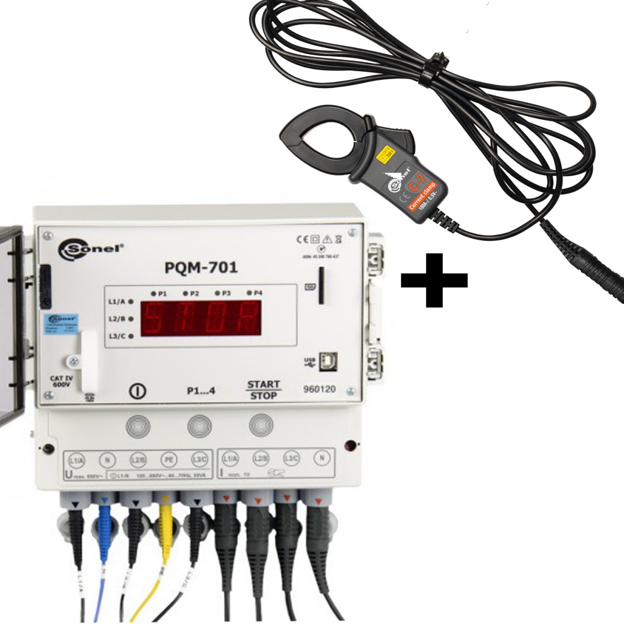 PQM-701 Анализатор электроэнергии с клещами С7 измерение до 100А, Ø 24мм